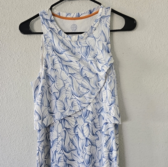 Tory Burch Dress Women XS Kaley White Blue Ellora Layered Floral Sleeveless - Picture 4 of 9